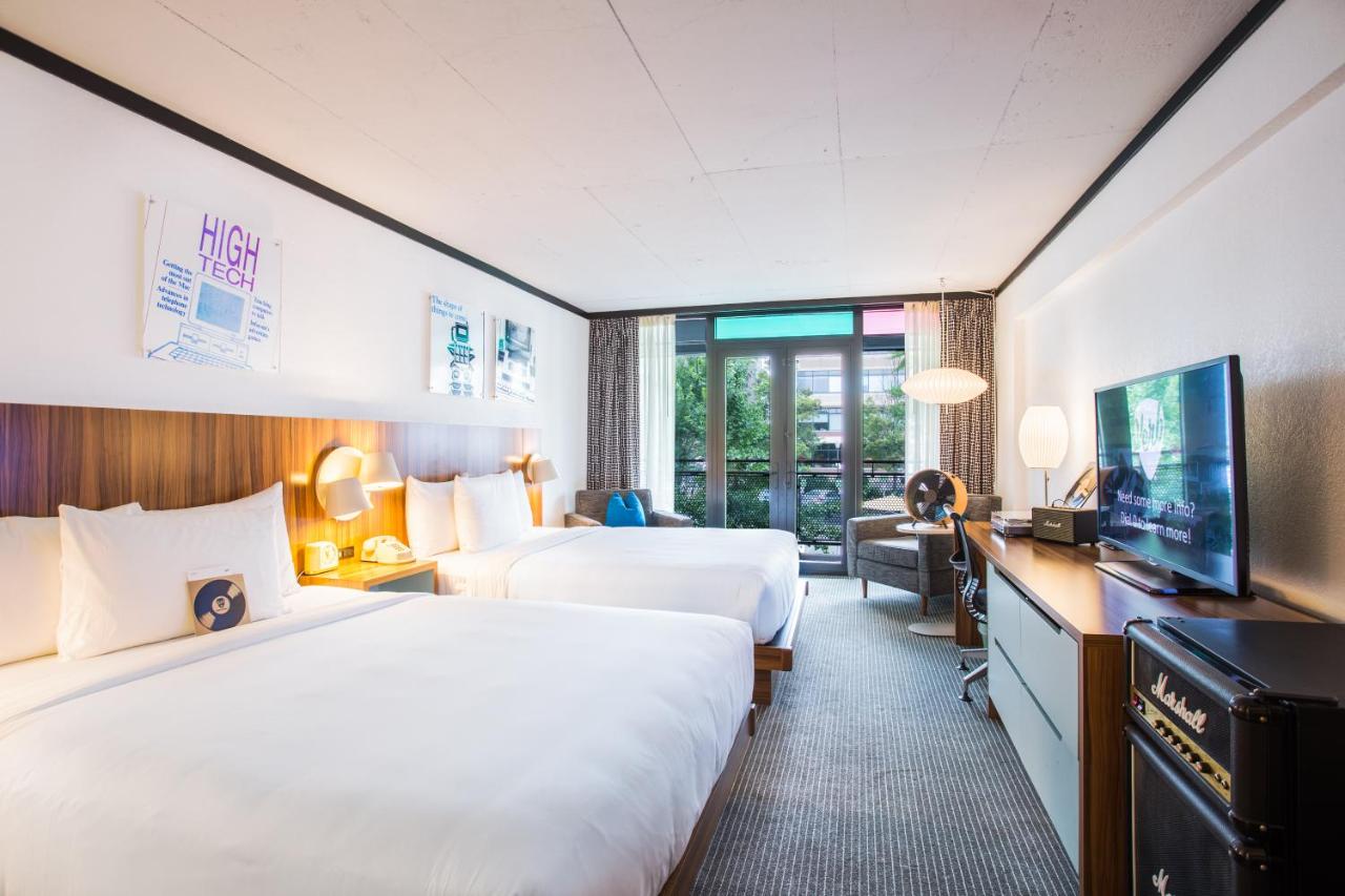 Queen Room with Two Queen Beds and Pool View at The Verb Hotel