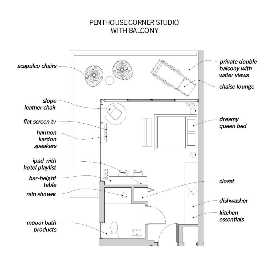 Penthouse Corner Studio with Balcony at 6080 Design Hotel by Eskape Collection