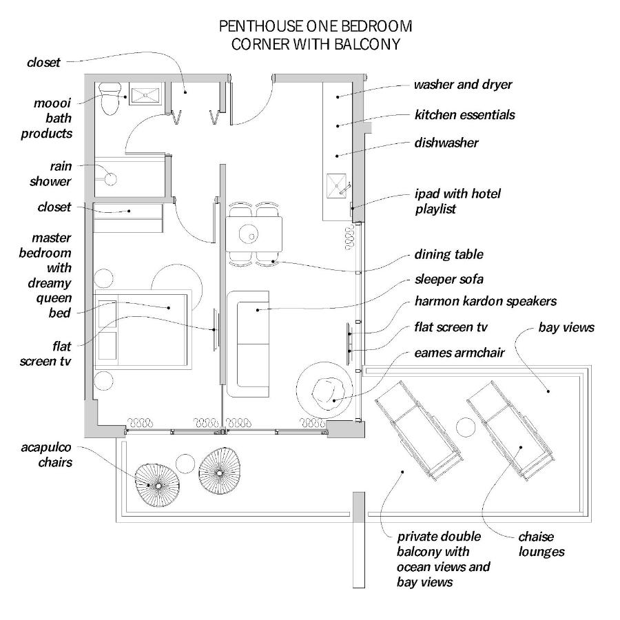 Penthouse Corner One-Bedroom Suite with Terrace at 6080 Design Hotel by Eskape Collection