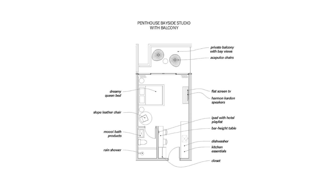 Penthouse Bayside Studio with Balcony at 6080 Design Hotel by Eskape Collection