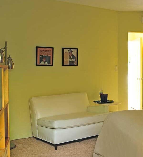 Queen Room with Garden View at Orbit In - 21 and Over - A Town & Desert Boutique Hotel