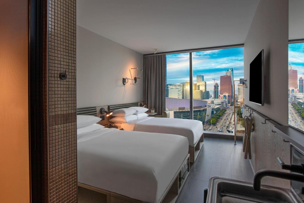 Queen Room with City View at Moxy Downtown Los Angeles