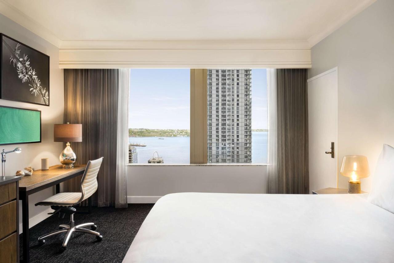 King Room with Partial Water and Skyline View at Hilton Motif Seattle