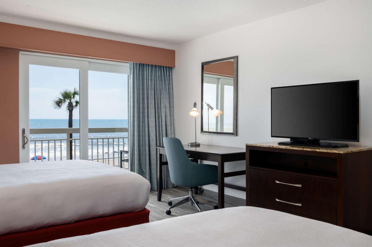 Deluxe Queen Room with Two Queen Beds and Balcony with Ocean-Front View at Hilton Garden Inn Daytona Beach Oceanfront