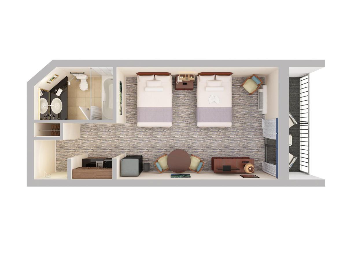 Oceanfront Queen Room with Two Queen Beds and Kitchen - Stair Access at Holiday Pavilion Resort on the Boardwalk